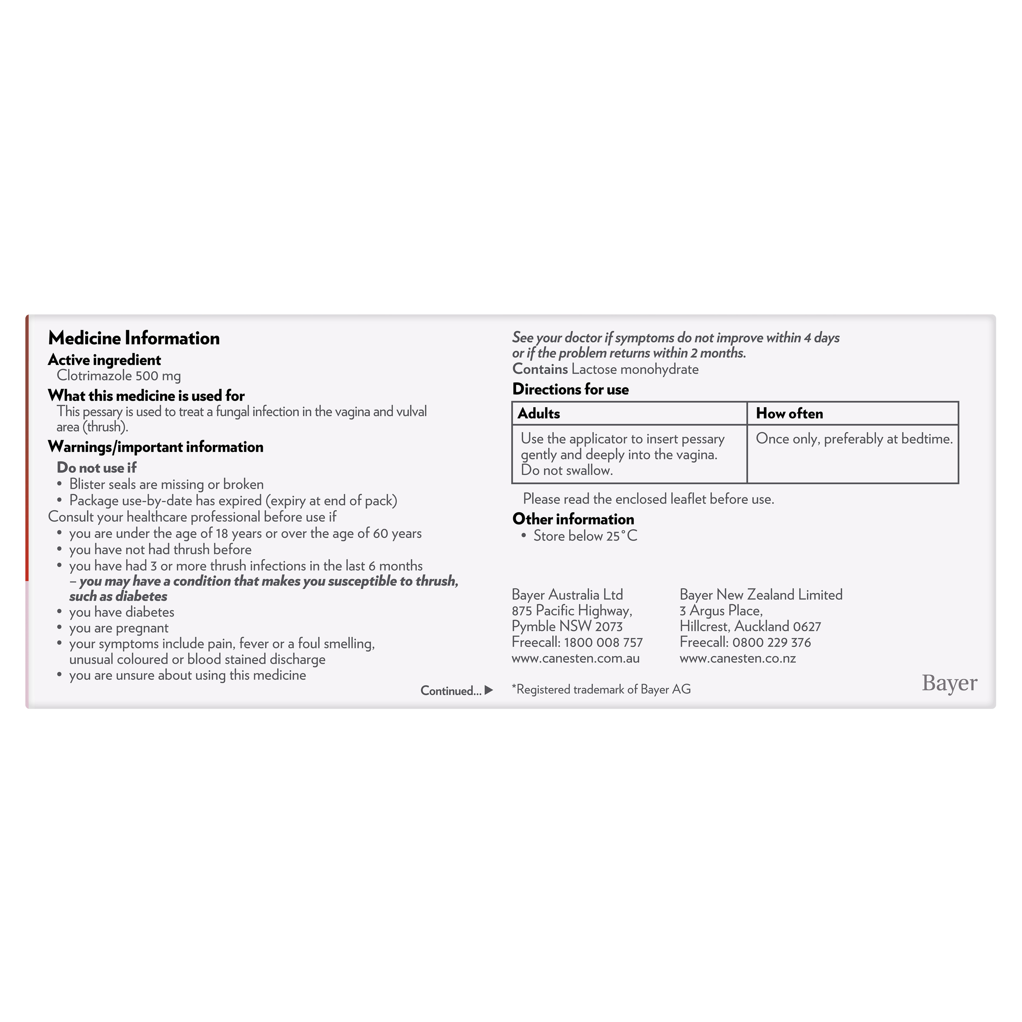 Canesten 1 Day Pessary