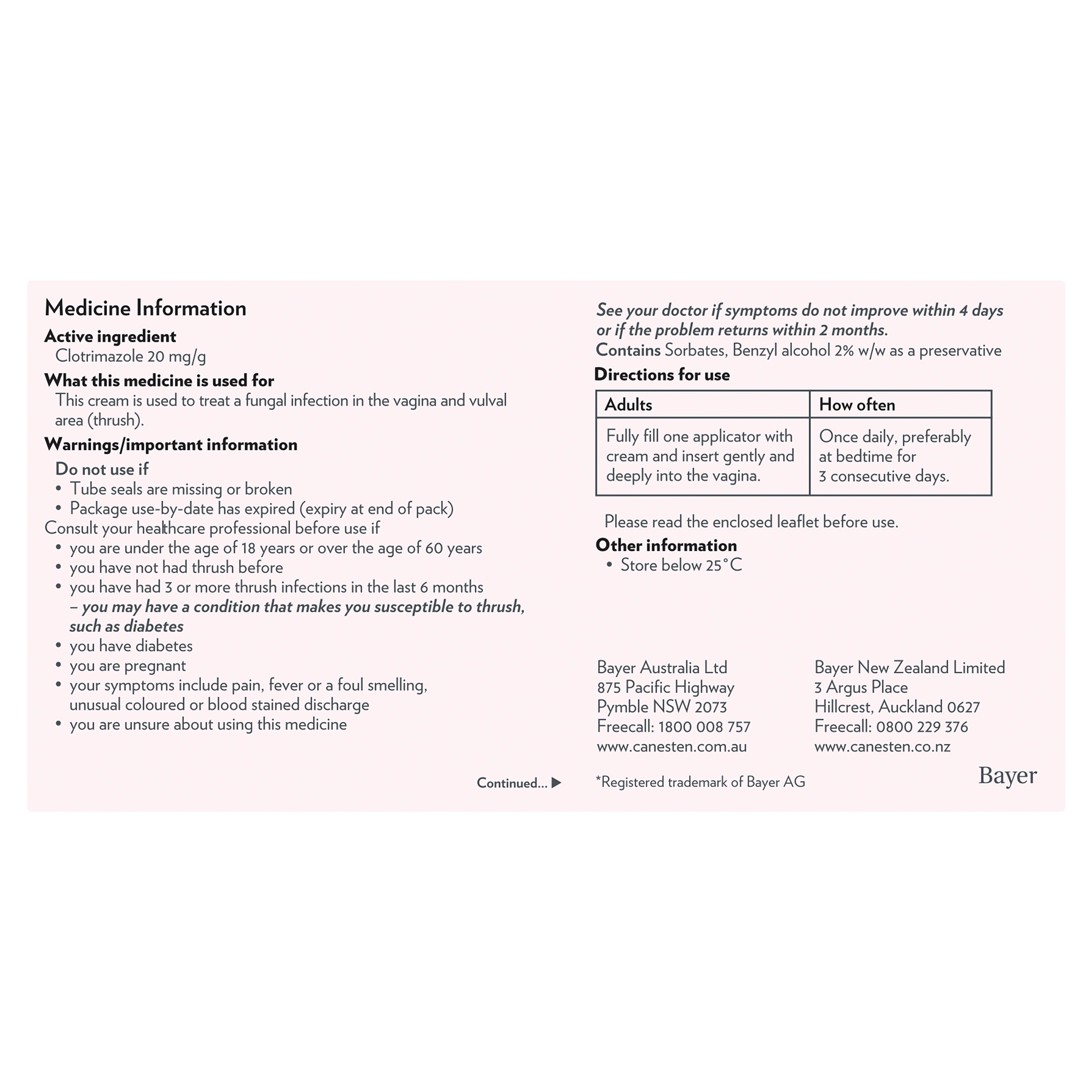 Canesten 3 Day Cream